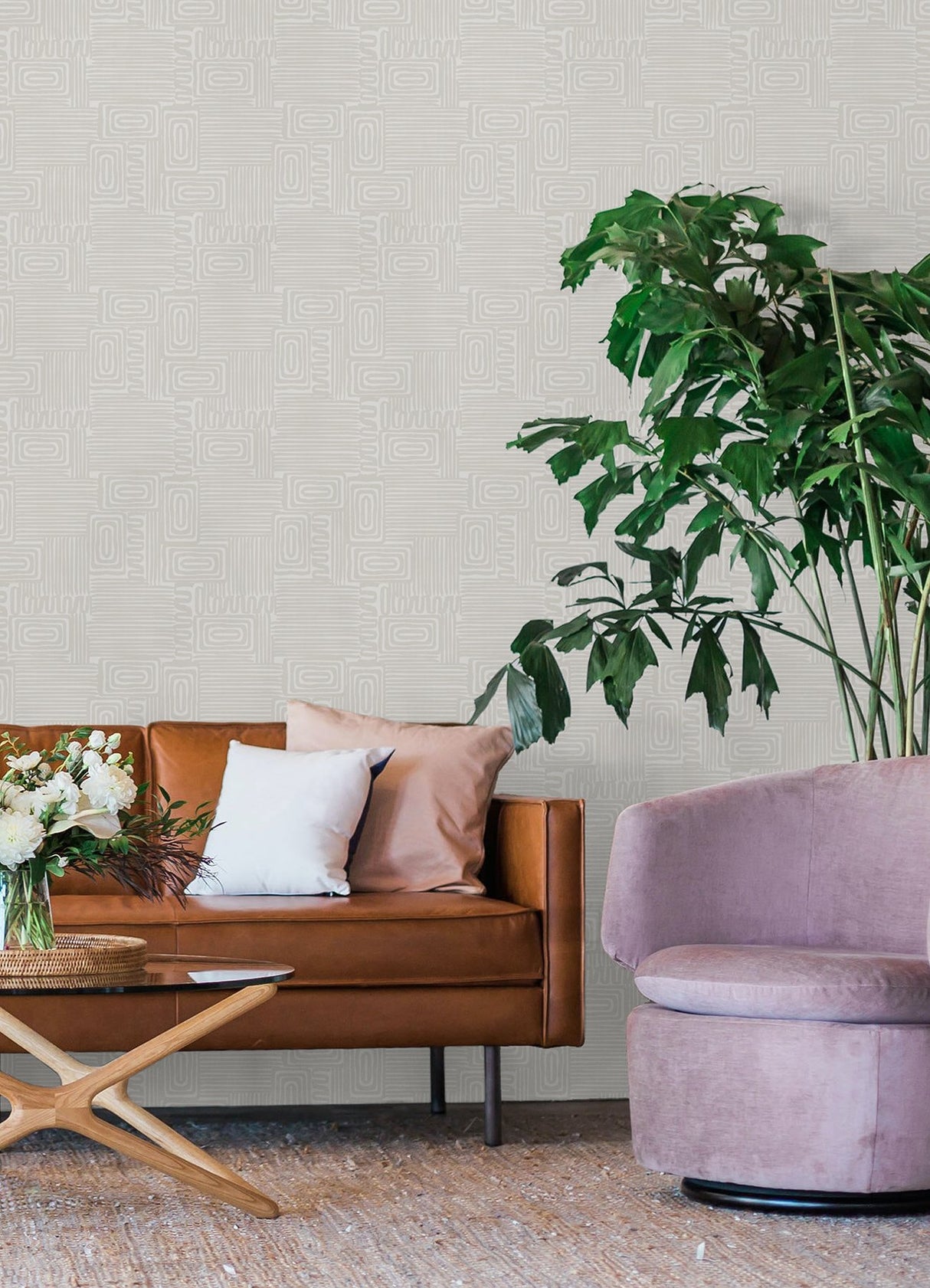 Pathways Taupe Geometric Peel & Stick Wallpaper - York RMK12743PLW
