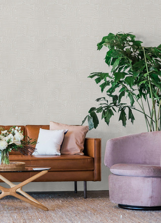 Pathways Taupe Geometric Peel & Stick Wallpaper - York RMK12743PLW