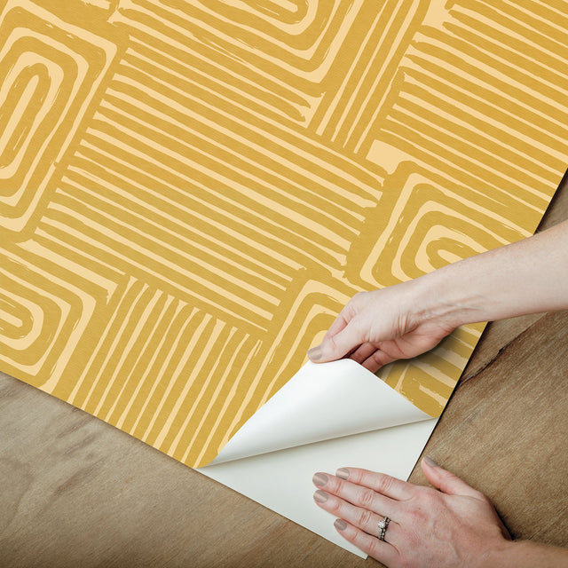 Pathways Yellow Geometric Peel & Stick Wallpaper - York RMK12744PLW