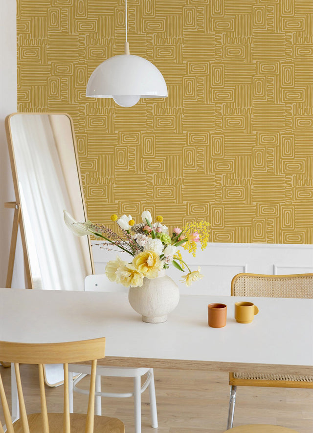 Pathways Yellow Geometric Peel & Stick Wallpaper - York RMK12744PLW