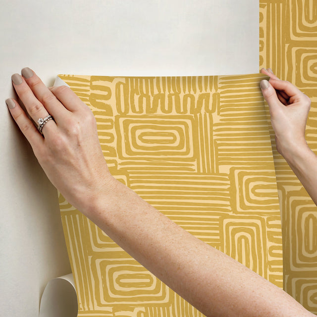 Pathways Yellow Geometric Peel & Stick Wallpaper - York RMK12744PLW