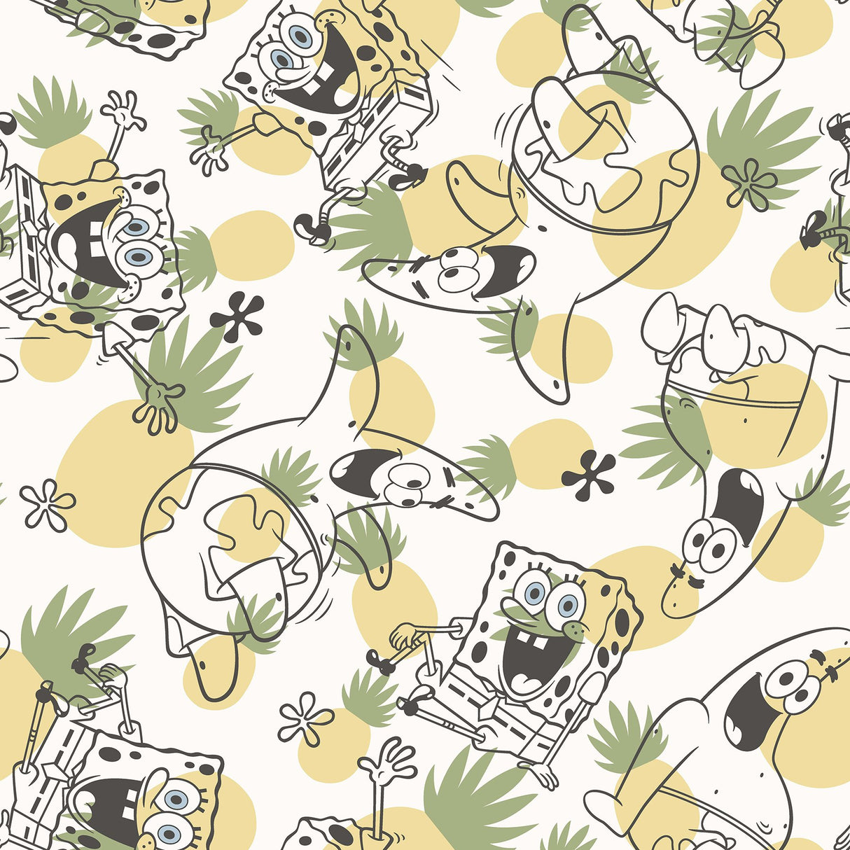 SpongeBob SquarePants Pineapple Toss Yellow Peel & Stick Wallpaper with Kids Novelty Graphics - York RMK12745PLW