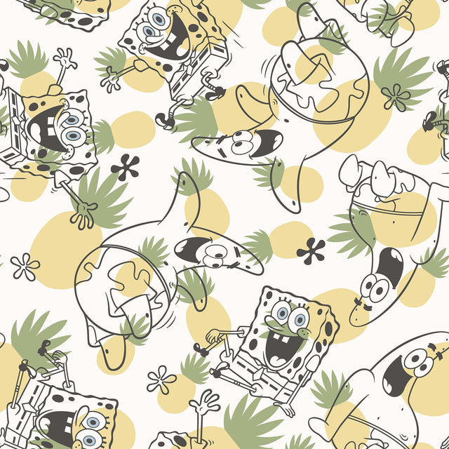 SpongeBob SquarePants Pineapple Toss Yellow Peel & Stick Wallpaper with Kids Novelty Graphics - York RMK12745PLW
