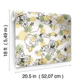 SpongeBob SquarePants Pineapple Toss Yellow Peel & Stick Wallpaper with Kids Novelty Graphics - York RMK12745PLW