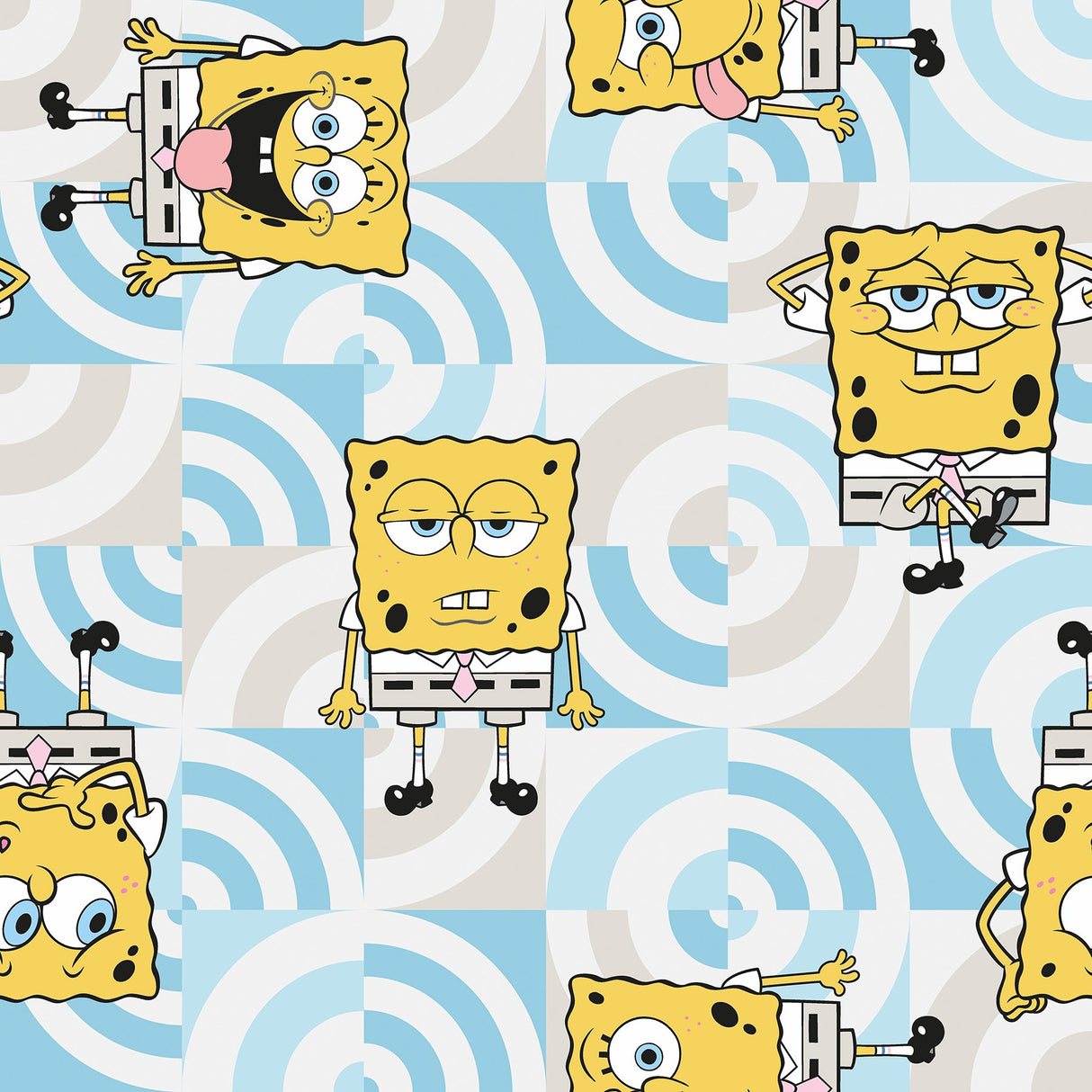 SpongeBob SquarePants Funny Faces Blue Peel & Stick Wallpaper with Novelty Graphics  York RMK12746PLW