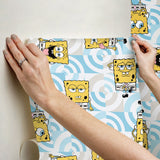 SpongeBob SquarePants Funny Faces Blue Peel & Stick Wallpaper with Novelty Graphics  York RMK12746PLW