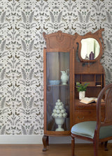 Hidden Treasures White Peel & Stick Wallpaper with Bohemian Butterflies & Botanicals - York RMK12747PLW