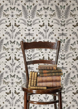 Hidden Treasures White Peel & Stick Wallpaper with Bohemian Butterflies & Botanicals - York RMK12747PLW