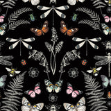 Hidden Treasures Black Peel & Stick Wallpaper with Bohemian Butterfly & Insect Motif - York RMK12749PLW