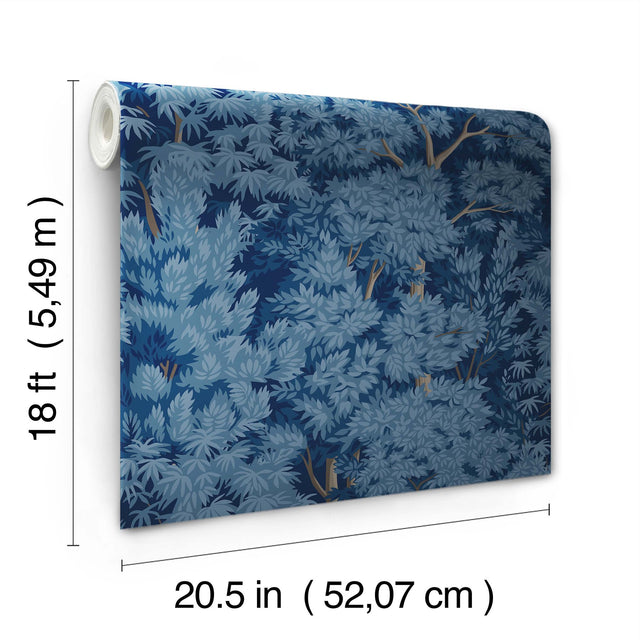 Ardian Navy Peel & Stick Wallpaper with Traditional Tree Motif - York RMK12750PLW