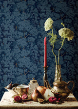 Ardian Navy Peel & Stick Wallpaper with Traditional Tree Motif - York RMK12750PLW