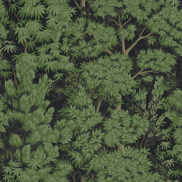 Ardian Green Peel & Stick Wallpaper with Traditional Trees Motif - York RMK12751PLW
