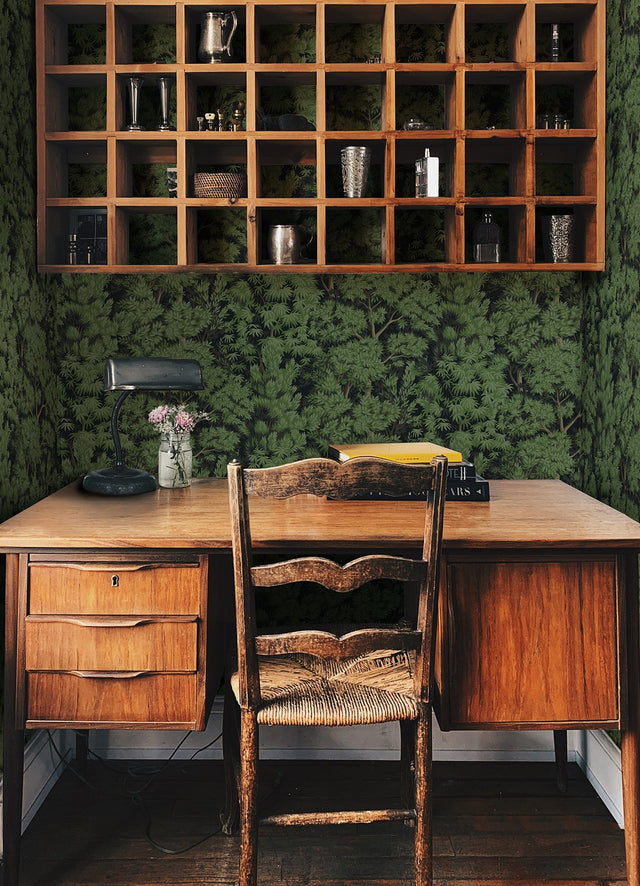 Ardian Green Peel & Stick Wallpaper with Traditional Trees Motif - York RMK12751PLW