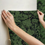 Ardian Green Peel & Stick Wallpaper with Traditional Trees Motif - York RMK12751PLW