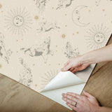 Zodiac Dreams Linen Peel & Stick Wallpaper with Celestial Constellation Motif - York RMK12752PLW
