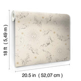 Zodiac Dreams Linen Peel & Stick Wallpaper with Celestial Constellation Motif - York RMK12752PLW