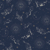 Zodiac Dreams Navy Peel & Stick Wallpaper with Stars and Celestial Constellation Motif - York RMK12753PLW