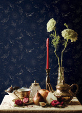 Zodiac Dreams Navy Peel & Stick Wallpaper with Stars and Celestial Constellation Motif - York RMK12753PLW