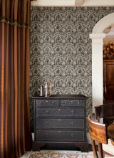 Blooming Damask Taupe Peel & Stick Wallpaper with Distressed Botanical Damask - York RMK12759PLW