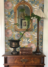 Poppy Fields Mustard Peel & Stick Wallpaper with Botanical Floral Pattern - York RMK12761PLW
