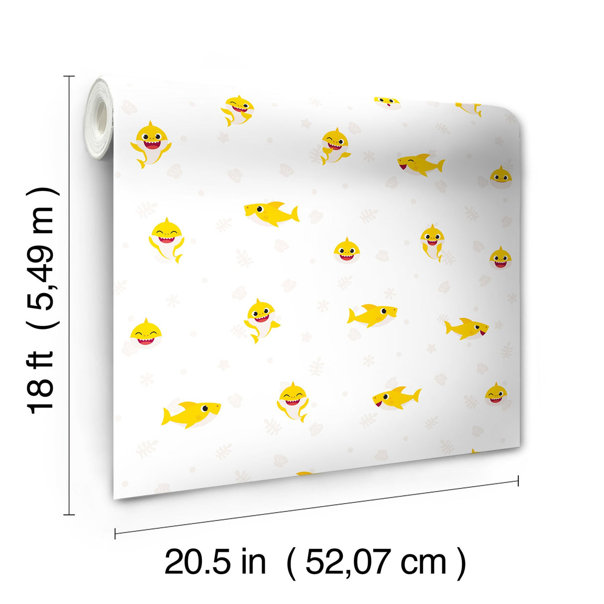 Baby Shark Cream Peel & Stick Vinyl Wallpaper with Kids Animal Pattern - York RMK12763PLW