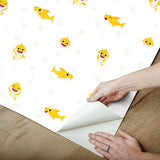 Baby Shark Cream Peel & Stick Vinyl Wallpaper with Kids Animal Pattern - York RMK12763PLW