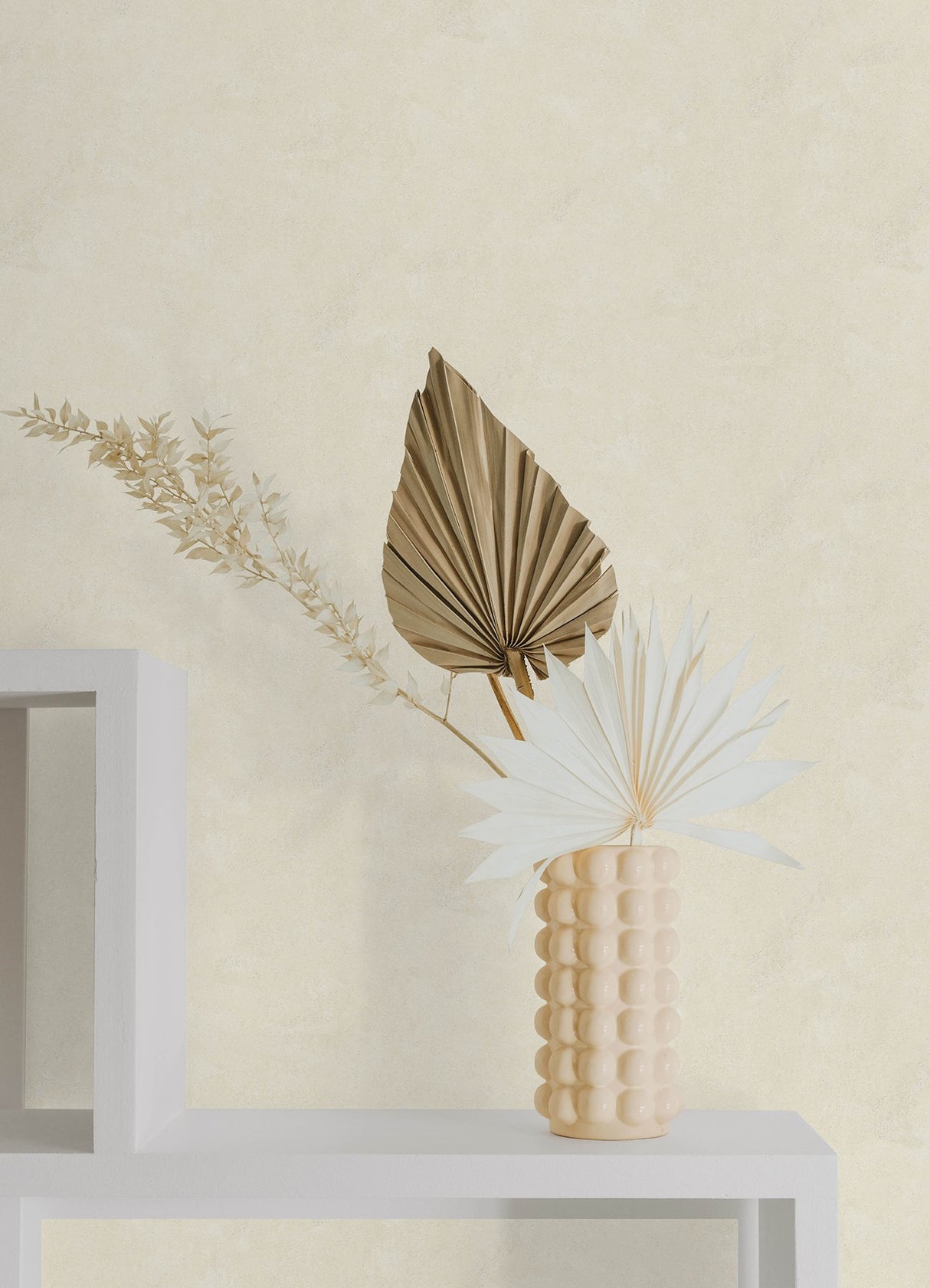 Daphne Cream Limewash Peel & Stick Wallpaper with Modern Stone Graphic Motif - York RMK12765PLW