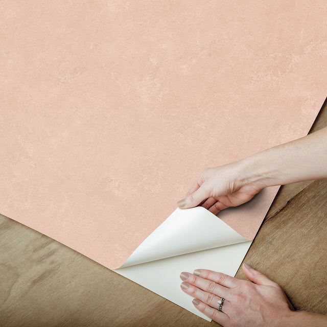 Daphne Potter's Clay Peach Limewash Peel & Stick Wallpaper with Modern Stone Graphic Pattern - York RMK12766PLW