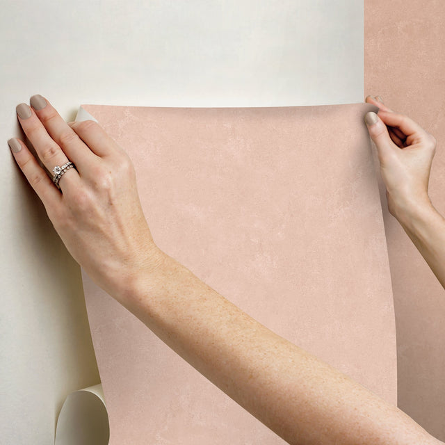 Daphne Potter's Clay Peach Limewash Peel & Stick Wallpaper with Modern Stone Graphic Pattern - York RMK12766PLW