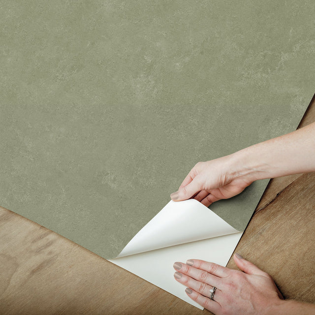 Daphne Olive Green Limewash Peel & Stick Wallpaper with Modern Stone Graphic - York RMK12767PLW
