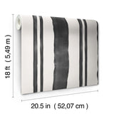 Winston Watercolor Soft Black Stripe Peel & Stick Wallpaper