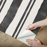 Winston Watercolor Soft Black Stripe Peel & Stick Wallpaper