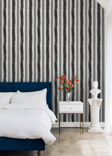 Winston Watercolor Soft Black Stripe Peel & Stick Wallpaper