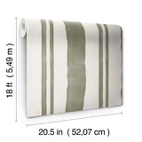 Winston Watercolor Moss Green Stripe Peel & Stick Wallpaper