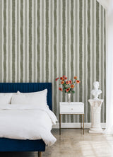 Winston Watercolor Moss Green Stripe Peel & Stick Wallpaper