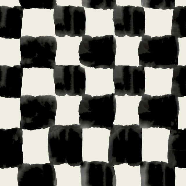 Tess Watercolor Soft Black Checker Peel & Stick Wallpaper with Modern Geometric Pattern - York RMK12772PLW