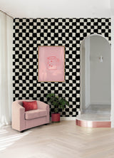 Tess Watercolor Soft Black Checker Peel & Stick Wallpaper with Modern Geometric Pattern - York RMK12772PLW