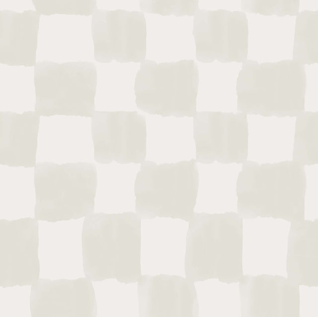 Tess Watercolor Cream Checker Peel & Stick Wallpaper with Modern Geometric Checker Pattern - York RMK12773PLW