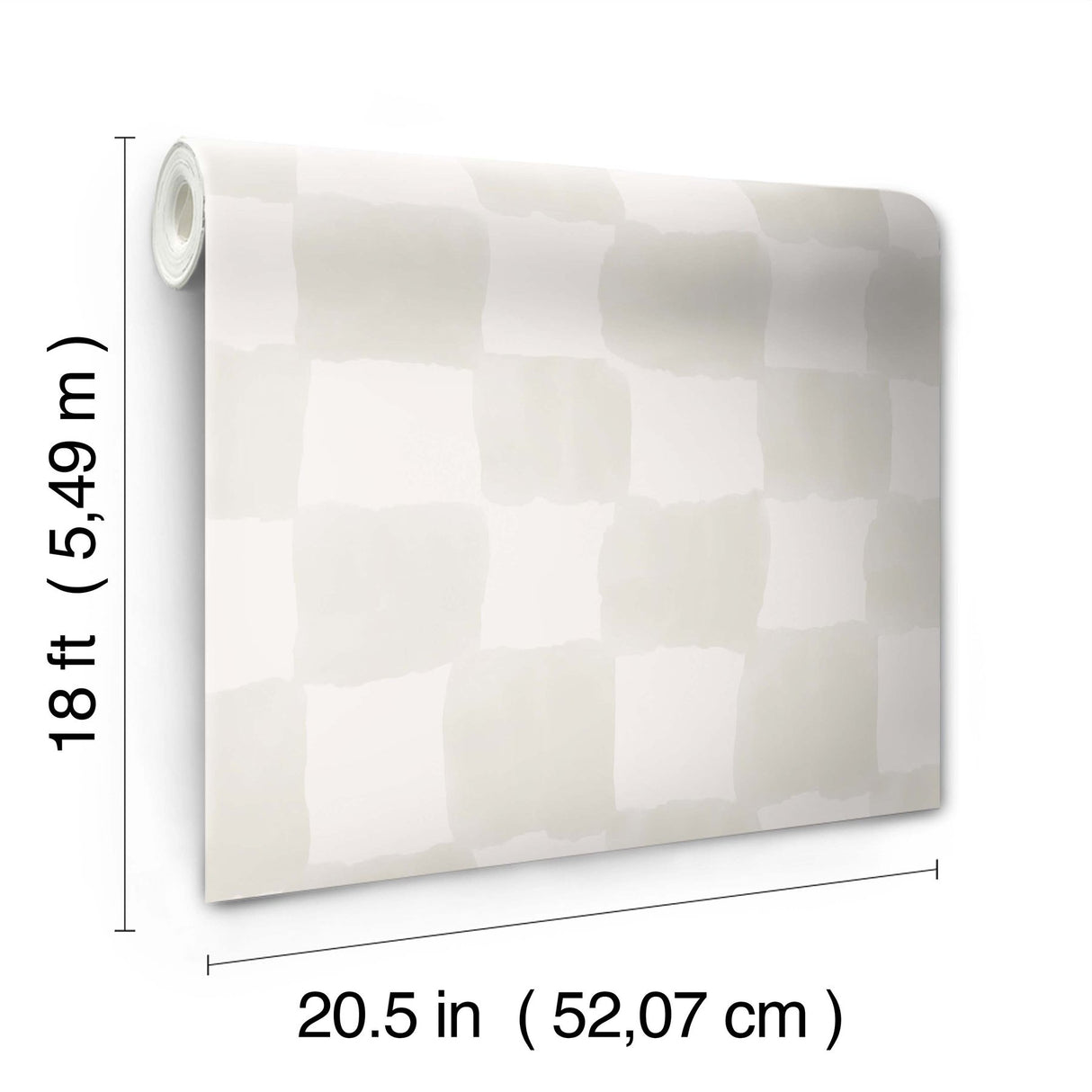 Tess Watercolor Cream Checker Peel & Stick Wallpaper with Modern Geometric Checker Pattern - York RMK12773PLW