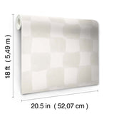 Tess Watercolor Cream Checker Peel & Stick Wallpaper with Modern Geometric Checker Pattern - York RMK12773PLW