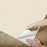 Stella Cream Grasscloth Textured Peel & Stick Wallpaper with Faux Grasscloth Pattern - York RMK12775PL
