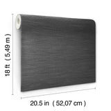 Stella Soft Black Faux Grasscloth Peel & Stick Wallpaper - York RMK12777PL