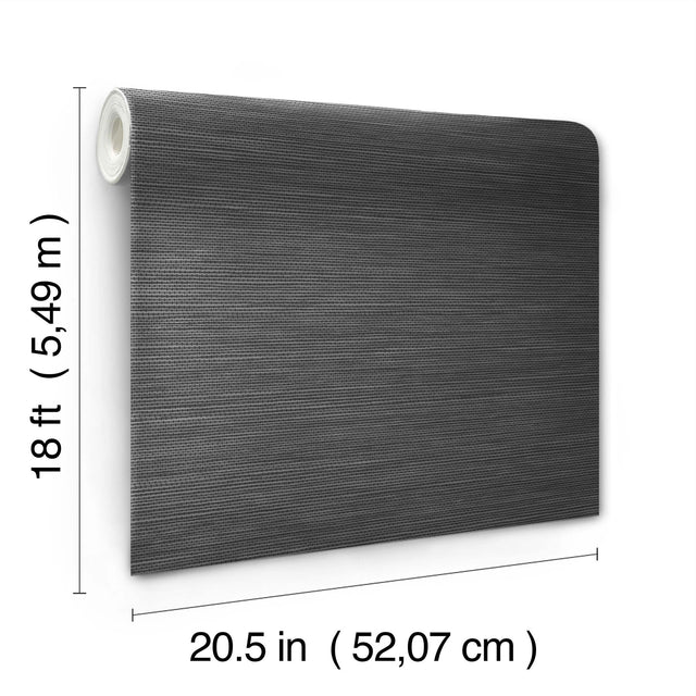Stella Soft Black Faux Grasscloth Peel & Stick Wallpaper - York RMK12777PL