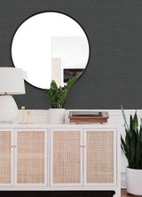 Stella Soft Black Faux Grasscloth Peel & Stick Wallpaper - York RMK12777PL