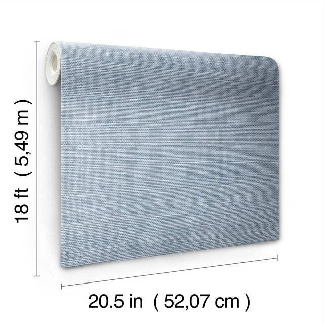 Stella Dusty Blue Faux Grasscloth Textured Peel & Stick Wallpaper - York RMK12778PL