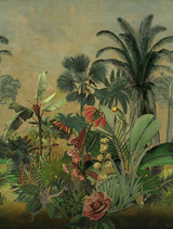 Hilo Tropical Island Green Peel & Stick Wall Mural with Tropical Trees and Animals Tapestry - York RMK12779MW