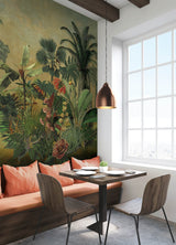 Hilo Tropical Island Green Peel & Stick Wall Mural with Tropical Trees and Animals Tapestry - York RMK12779MW