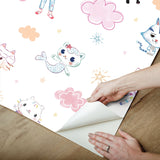 Gabby's Dollhouse Sketch Characters Pink Peel & Stick Wallpaper with Kids Graphics Novelty Pattern - York RMK12780PLW