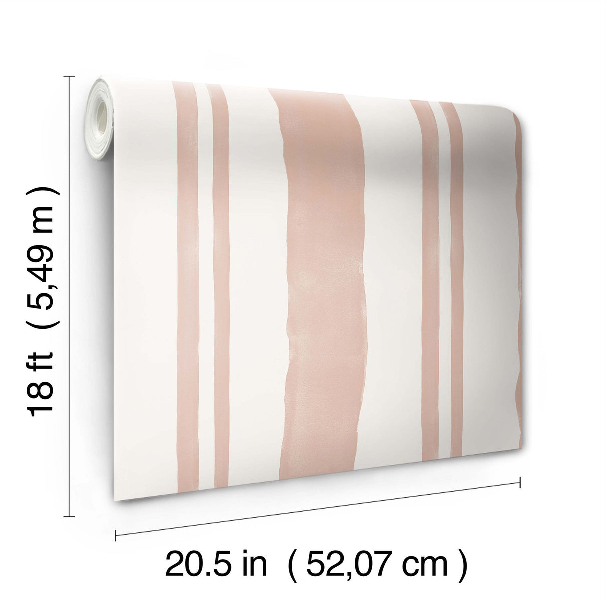 Winston Watercolor Potter's Clay Peach Stripe Peel & Stick Wallpaper