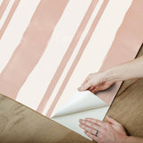 Winston Watercolor Potter's Clay Peach Stripe Peel & Stick Wallpaper